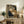 May include: Framed poster displaying two stylized cats with spotted leopard-like patterns in golden yellow and dark blue tones, positioned on rustic wooden sideboard alongside fern plant, ceramic vase, and books in neutral-toned living room setting