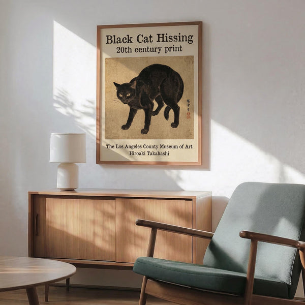 Black Cat Hissing Print