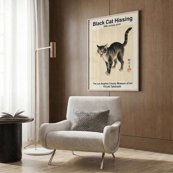 Black Cat Hissing Print