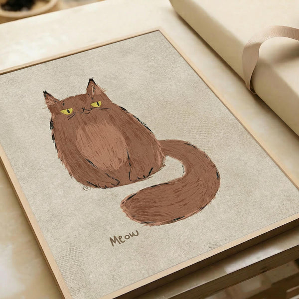 Brown Cat Print