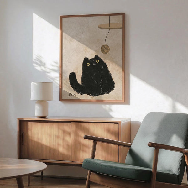 Black Cat Yarn Print