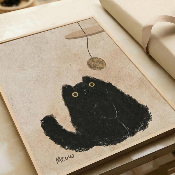 Black Cat Yarn Print