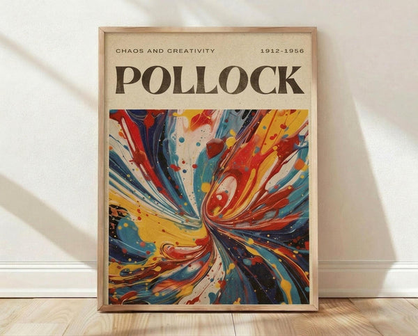 The image is a framed poster with a vibrant abstract painting on the cover.