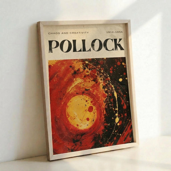 The image is a framed poster with a vibrant abstract painting on the cover.