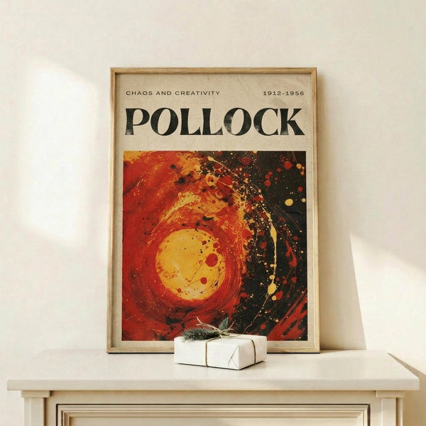 a framed poster of Pollock's artwork titled "Chaos and Creativity" from the year 1912-1956.