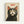 Illustrated black and white tuxedo cat with large golden yellow eyes and open mouth in surprised expression, orange inner ears visible, with red "Meow" text above. The artwork has a vintage poster style with crosshatched shading on cream colored background, displayed in a thin wooden frame against white wall.