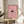 May include: Framed poster displaying a pink and white daisy flower pattern with a small black cat peeking through the blooms. The artwork is shown in a thin gold frame, positioned on a round wooden side table next to a beige upholstered chair. Soft natural lighting creates gentle shadows across the neutral-toned room setting with white walls and a plant visible in the background.