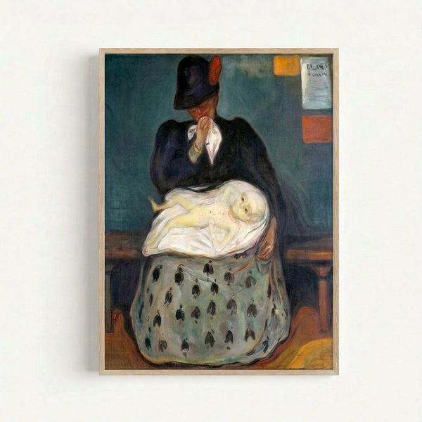 Framed art print of Inheritance showcasing an abstracted human form in muted earthen and shadowy hues, characteristic of early modern expressionist portraiture with emotional intensity.