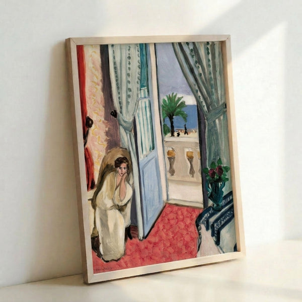 Modern wall poster displaying Matisse's elegant room composition in gentle pastels and bold accents, blending simplified forms with luminous Mediterranean ambiance.