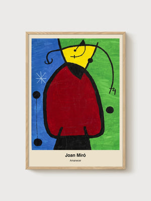 Joan Miro Amanecer Abstract Art Print poster in oak frame