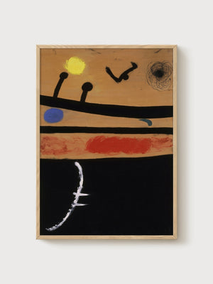 Joan Miro Abstract Art Print poster in oak frame