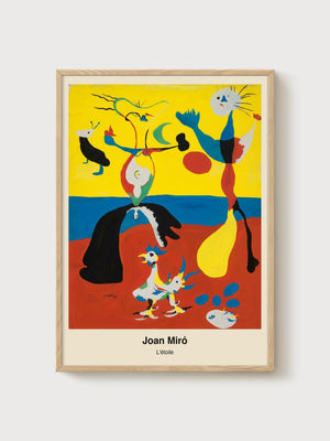 Joan Miro Abstract Art poster in oak frame