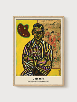 Joan Miro Portrait Painting poster in oak frame