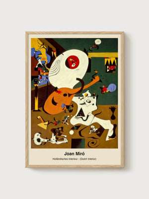 Joan Miro Dutch Interior Abstract Art poster in oak frame