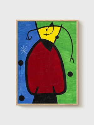 Joan Miro Amanecer Abstract Art Print poster in oak frame