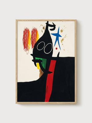 Joan Miro Abstract Art Print poster in oak frame