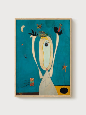 Joan Miro Metamorphosis Abstract Art Print poster in oak frame