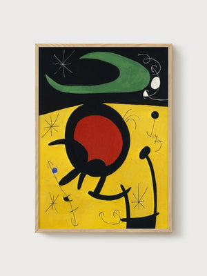Joan Miro Abstract Art poster in oak frame