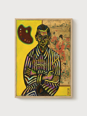 Joan Miro Portrait Painting poster in oak frame