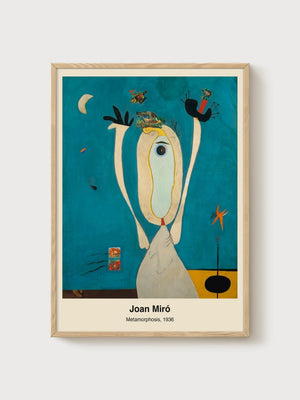 Joan Miro Metamorphosis Abstract Art Print poster in oak frame