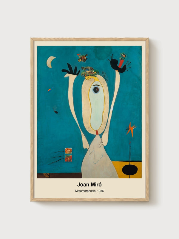 Joan Miro Metamorphosis Abstract Art Print poster in oak frame