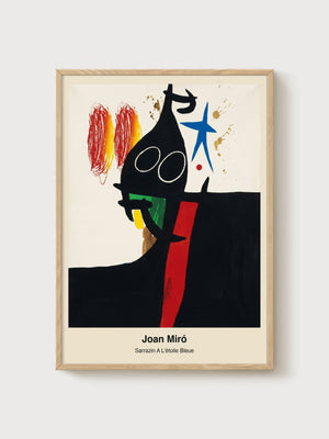 Joan Miro Abstract Art Print poster in oak frame