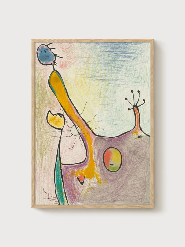Joan Miro Donna Abstract Art poster in oak frame