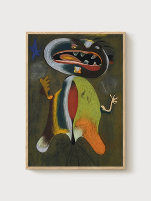 Joan Miro Abstract Art Print poster in oak frame