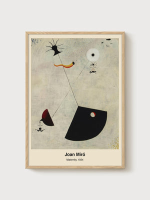 Joan Miro Maternity Abstract Art Print poster in oak frame