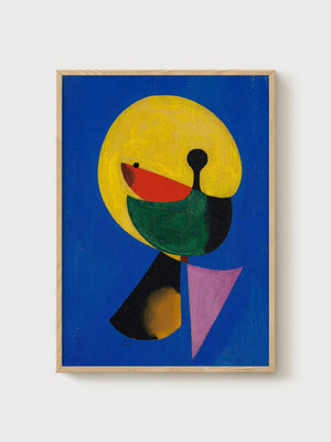 Joan Miro Tete D'Homme Bauhaus Print poster in oak frame