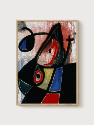 Joan Miro Abstract Art Print poster in oak frame