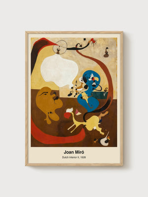 Joan Miro Abstract Art poster in oak frame