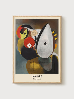 Joan Miro Tete Humaine Abstract Wall Art poster in oak frame