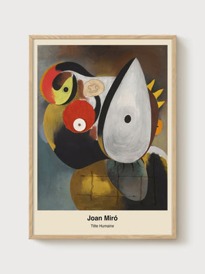 Joan Miro Tete Humaine Abstract Wall Art poster in oak frame