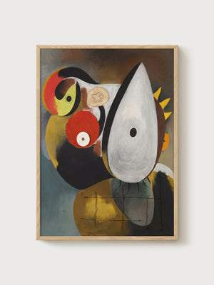 Joan Miro Tete Humaine Abstract Wall Art poster in oak frame