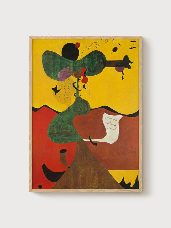 Joan Miro Portrait Of Mistress Mills poster in oak frame