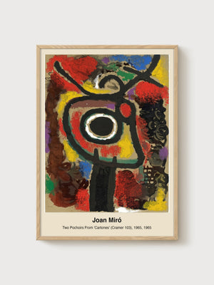Joan Miro Abstract Art Print poster in oak frame
