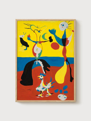 Joan Miro Abstract Art poster in oak frame