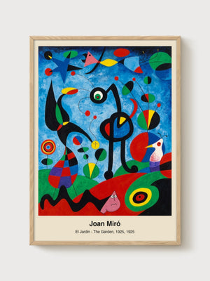 Joan Miro El Jardin The Garden Print poster in oak frame