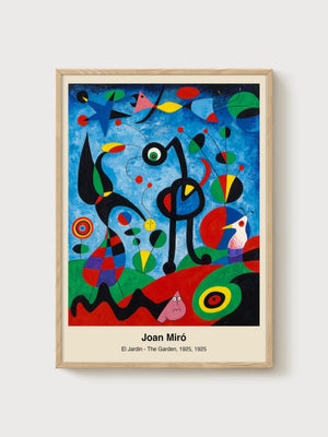 Joan Miro El Jardin The Garden Print poster in oak frame