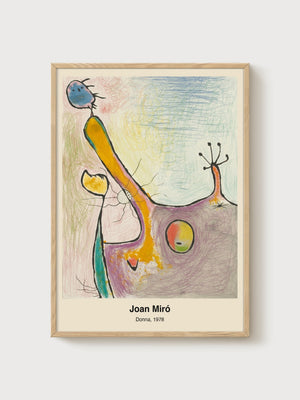 Joan Miro Donna Abstract Art poster in oak frame
