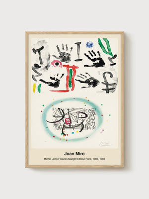 Joan Miro Abstract Wall Art poster in oak frame