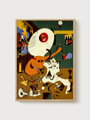 Joan Miro Dutch Interior Abstract Art poster in oak frame