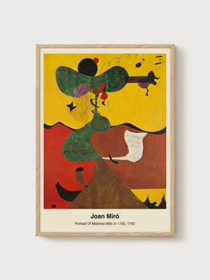 Joan Miro Portrait Of Mistress Mills poster in oak frame