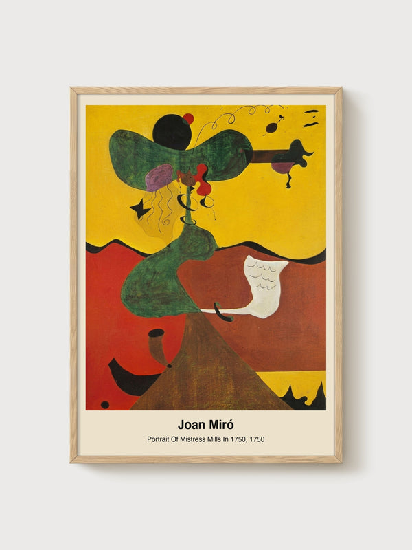Joan Miro Portrait Of Mistress Mills poster in oak frame