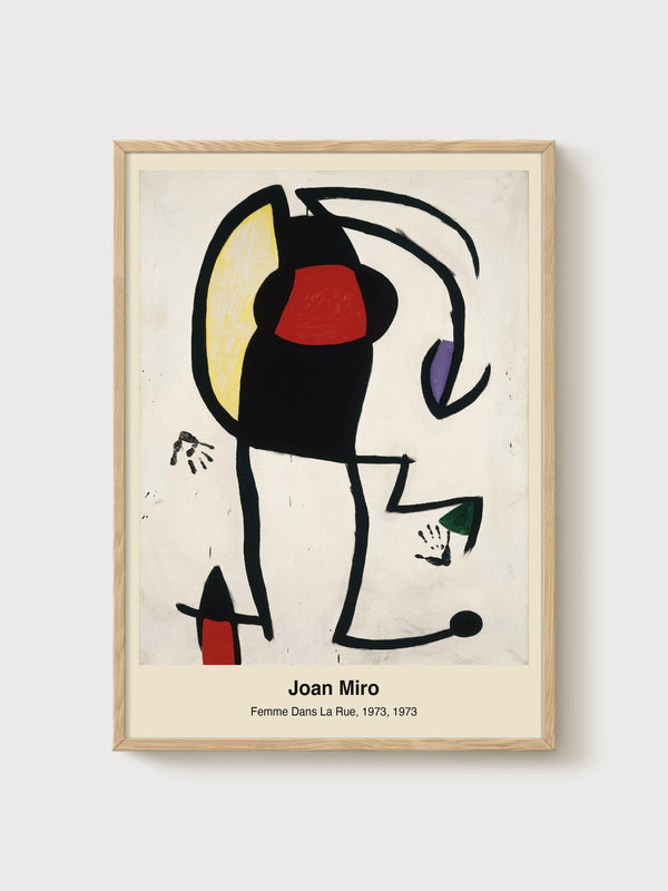Joan Miro Femme Dans La Rue Poster poster in oak frame