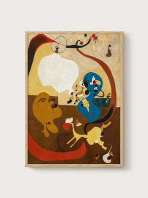 Joan Miro Abstract Art poster in oak frame