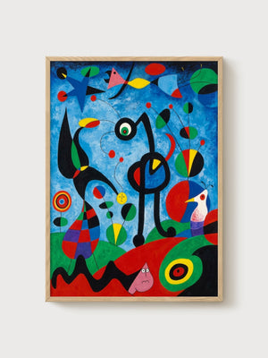 Joan Miro El Jardin The Garden Print poster in oak frame