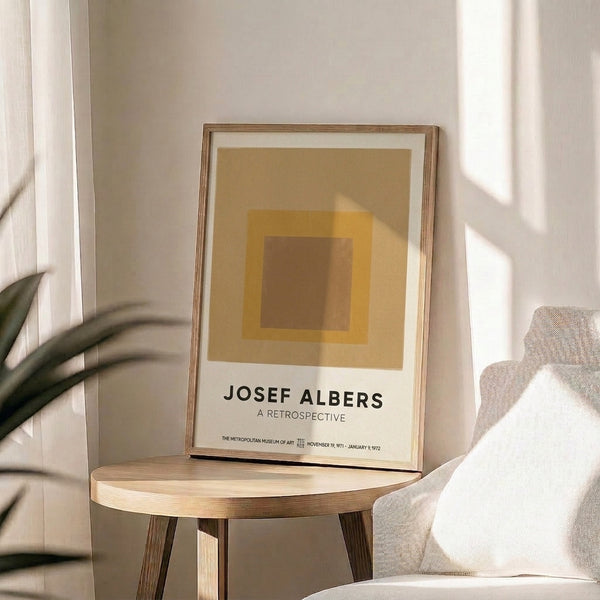 Abstract square composition in layered tan and cream tones, a meditative exploration of color relationships in the style of geometric Bauhaus modernism.