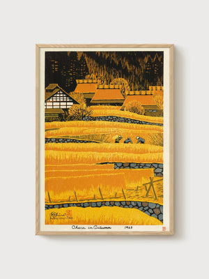Shiro Kasamatsu Ohara in Autumn poster in oak frame